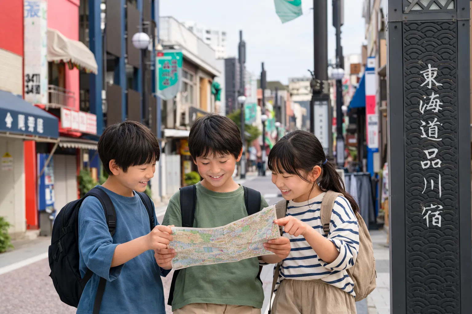 品川宿ローカルキャンプ 2026 — まちあるきをする子どもたち